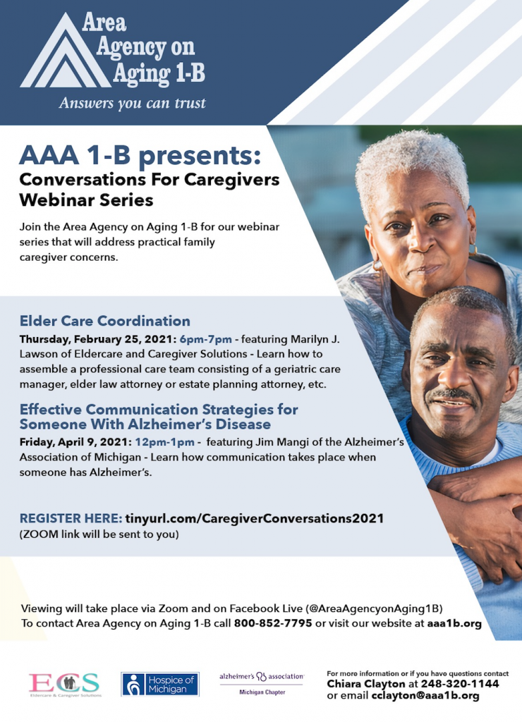 Conversations for Caregivers Webinar Series fluer
