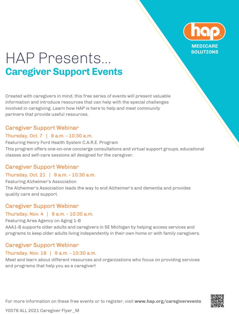 Flyer for HAP Caregiver Webinar Series